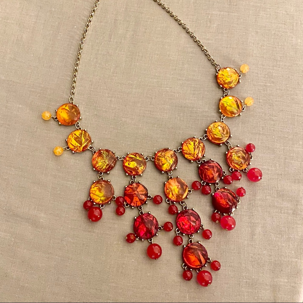 Orange and Red Topaz Inspired Necklace - Picture 4 of 4